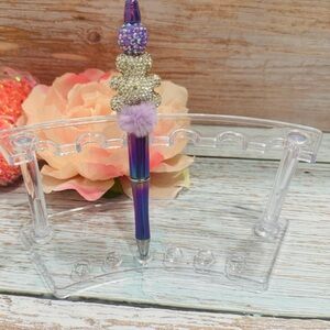 Gorgeous Iridescent Purple Beaded Teddy Bear  Pen